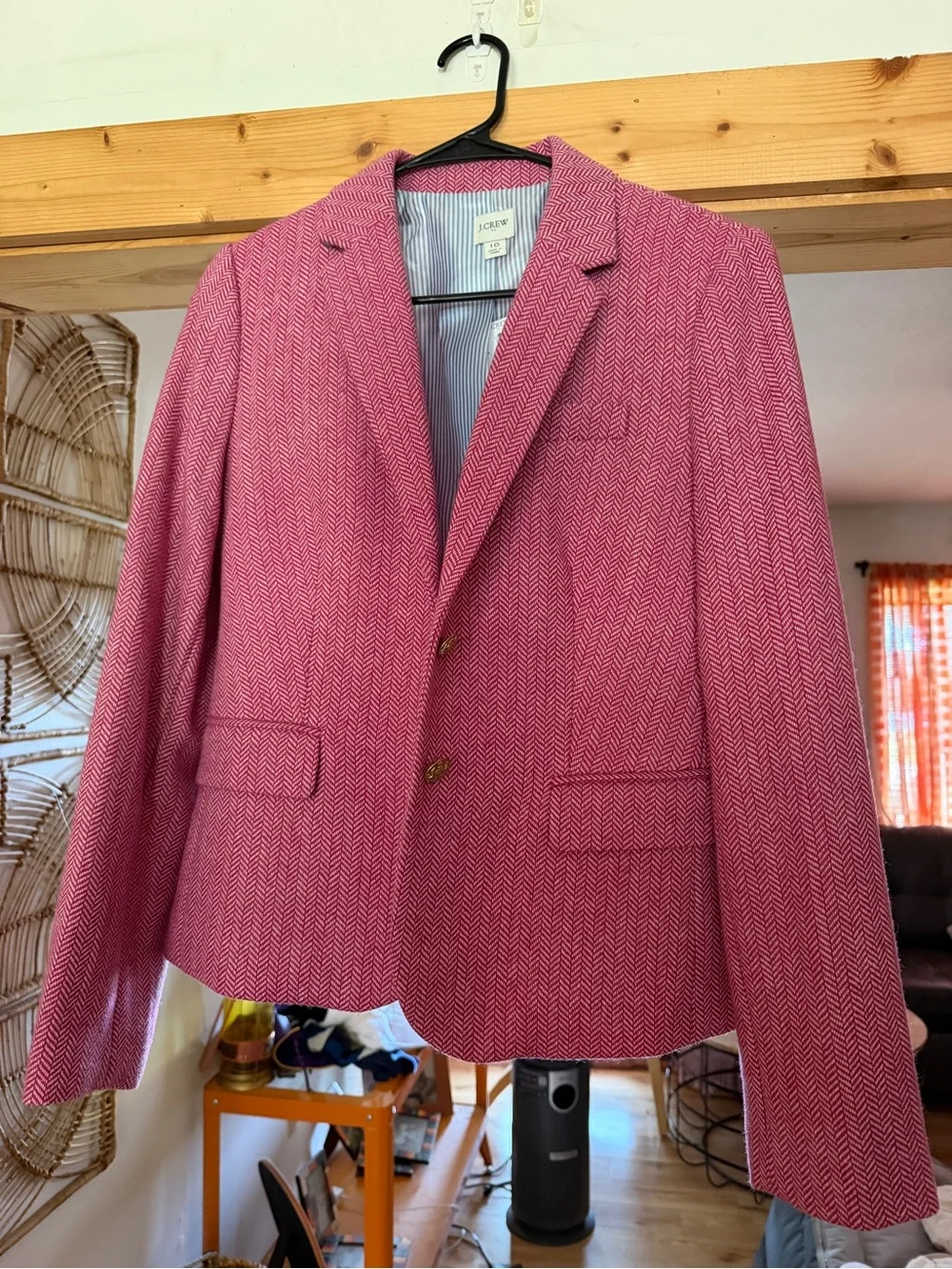 J. Crew Pink Herringbone Blazer